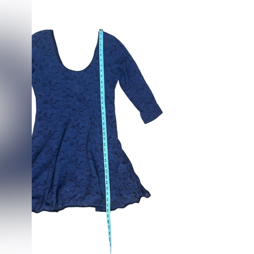 Revolve Free People Navy Katya 3/4 Sleeve Lace Overlay Minidress Womens Sz Med - Picture 11 of 11